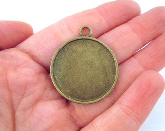 30mm brass pendant settings, double sided, pick your amount, B106