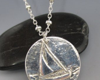 Fine Silver Sailboat Sterling Silver Necklace
