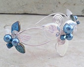 ON SALE Blue Fairy Bracelet Wrist Corsage Arm Band Bridal Body Jewelry
