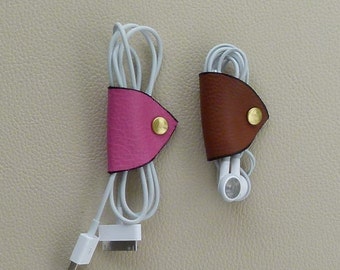 Leather Cord Wraps, Cord Tacos, Cable Wraps, Earbud Wraps, Leather Cable Keepers, Cord Keepers, Leather Cable Ties