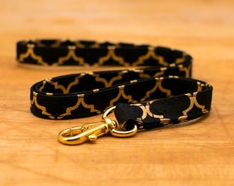 Lanyard, ID Holder, Badge Holder Necklace, Key Chain, Neck Strap, Teacher Gift - Black & Metallic Gold Quatrafoil