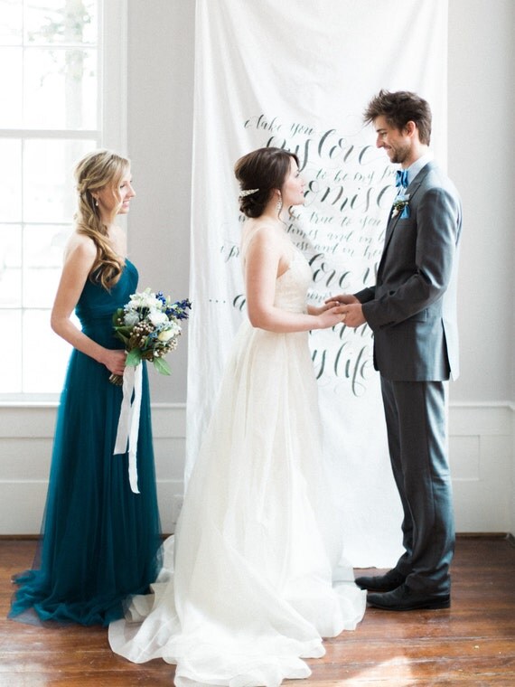 Wedding Vow Backdrop calligraphy wedding vow fabric backdrop for ceremony cake Wedding Vow Backdrop calligraphy wedding vow fabric backdrop for ceremony cake