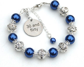 30th Birthday Gift for Her, 30 and Flirty, 30 Charm Bracelet, Special Birthday Jewelry, 30th Birthday for Her, 30th Birthday Jewelry Gift