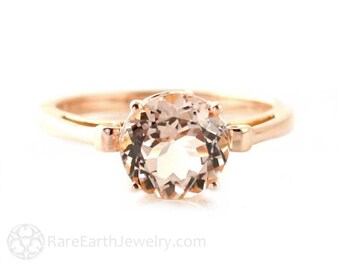 Rose Gold Morganite Ring Custom Gemstone Ring 14K or 18K White Yellow Rose Gold Fleur de Lis