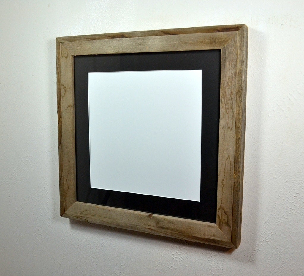 16x16 picture frame with black mat for 12 x 12 from by barnwood4u