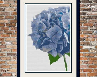 Blue Hydrangea Counted Cross Stitch Pattern