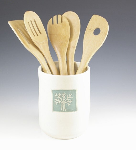 Kitchen Ceramic Utensil Holder Pottery Crock by fineartstoneware