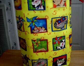 Knitting Project Bag, Tall size, KIP bag, craft bag, spindle bag, knitting supplies,project bag,sock knitting,crochet project bag,hand made