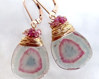 Handmade Bi-Color Tourmaline Pendant – Lab Created Gemstone, Silver Plated, 1.77 Inch