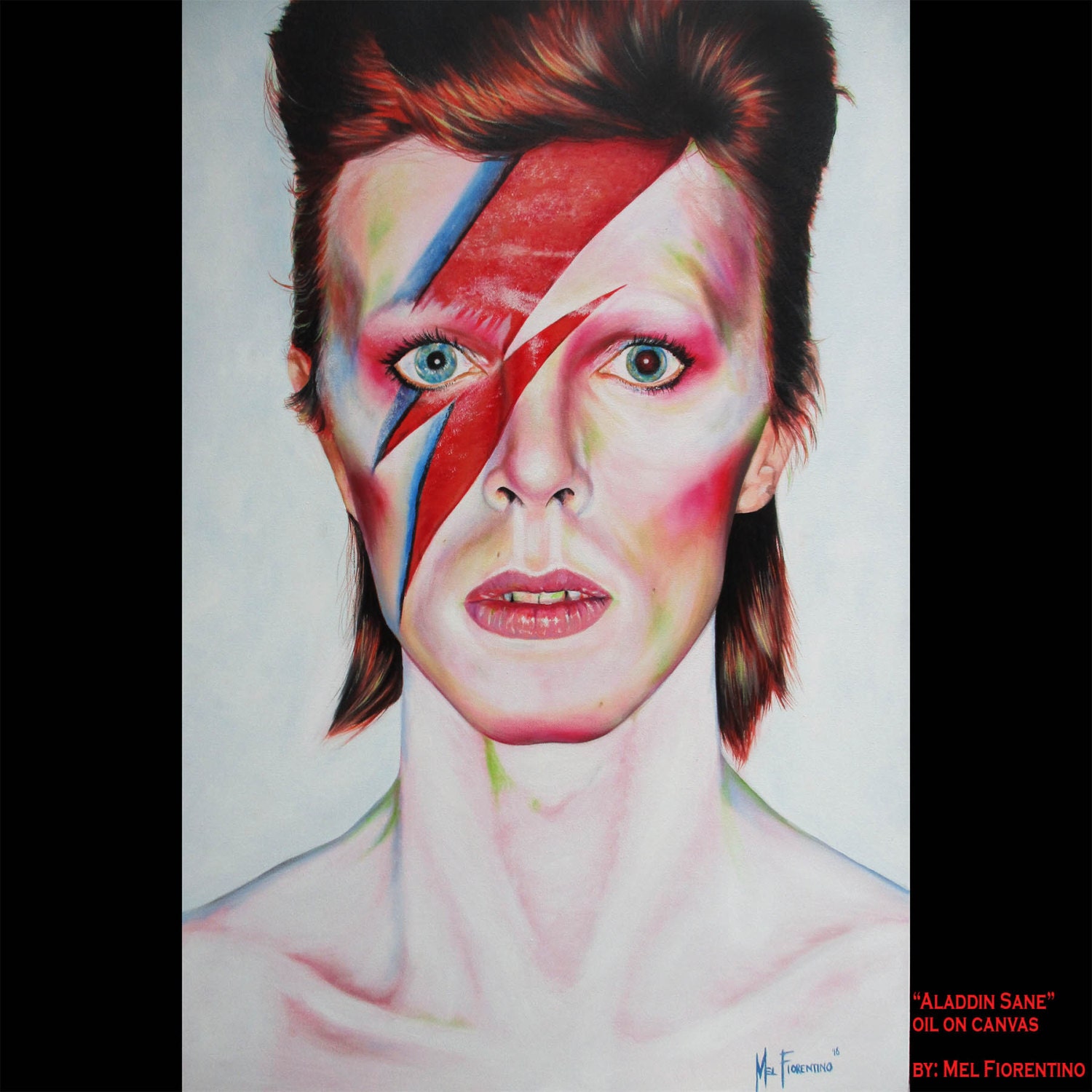 David Bowie Aladdin Sane Original oil painting on