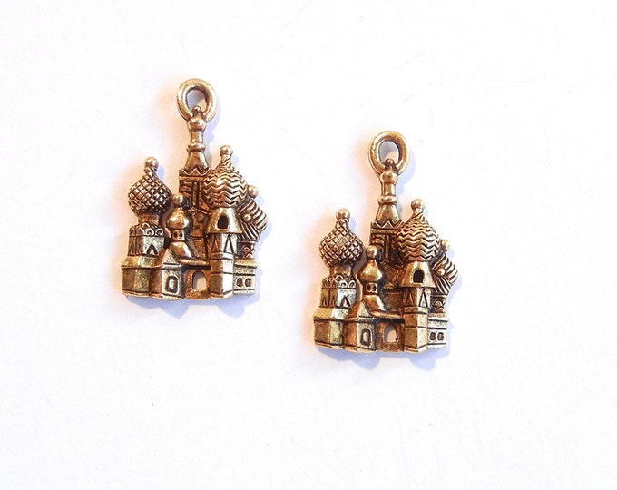 Pair of Gold-tone Pewter St. Peters Cathedral in Moscow Charms Travel