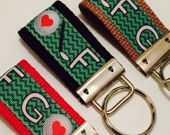 Golf Key Fob, Sports Keychain, Gifts Under 10, Wristlet Key Holder, Mini Key FOB, Golf Ribbon, Party Favor, Key Ring, keys