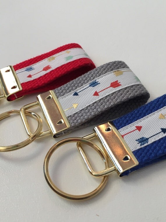 Gold Foil Arrows Key FOB Mint Arrows Key holder Navy by megsygirl