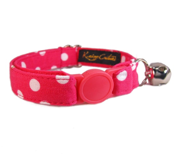 Breakaway Cat Collar Hot Pink Cat Collar Girl by KnineCouture