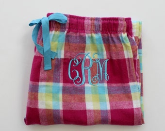 Monogrammed Flannel Lounge Pants Caribbean Splash Personalized Christmas Pajama's