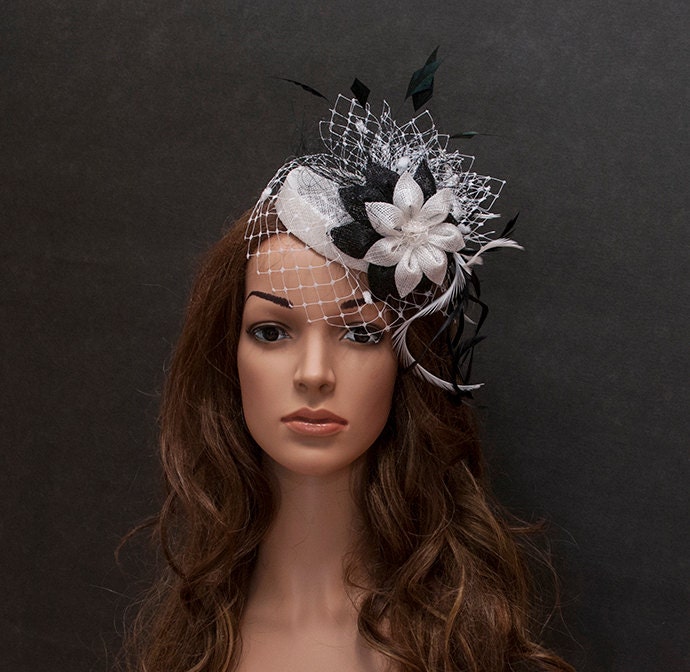 White wedding cocktail hat Couture Heapiece for weddings