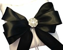 Black and white wedding ring cushion