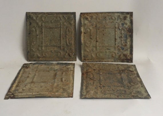 AUTHENTIC Tin Ceiling Set of 4 Tile Panel Taupe 6x6 Crafters