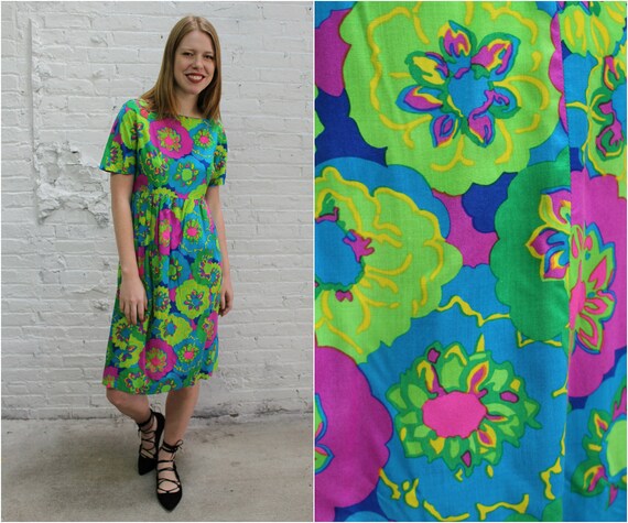 60s psychedelic floral print babydoll dress / by dustyrosevintage