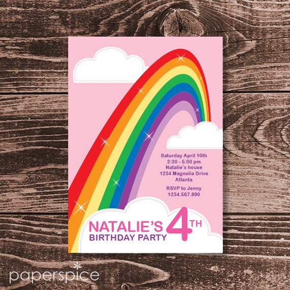 Rainbow Party Invitation Diy Printable Personalized Digital