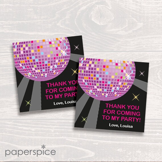 Personalized Disco or Dance Party Favor Tags or Stickers - DIY Printable (Digital File) Il_570xn