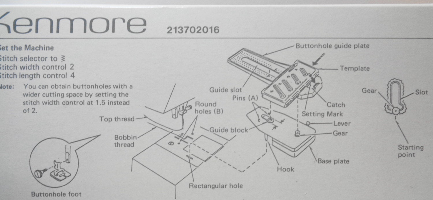 Kenmore Sewing Machine Buttonhole Attachment from TheSewingBag on Etsy