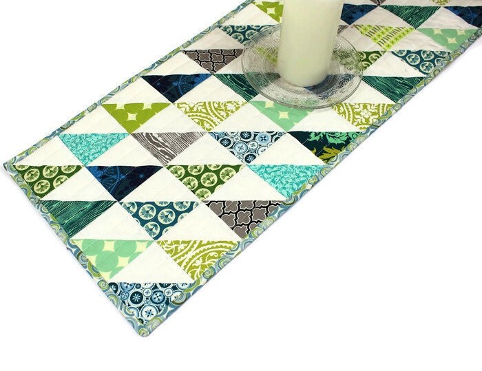 Modern Quilted Table Runner Half Square by QuiltSewPieceful