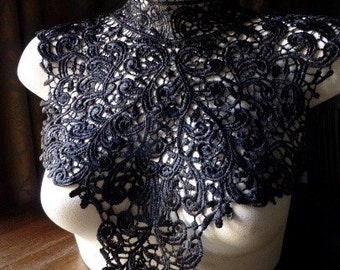 SALE Black Lace Applique Venise Lace for Lyrical Dance, Garments, Costumes, Cosplay, Steampunk, Goth NAC 7b