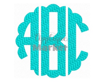 Machine Embroidery Design Embroidery Scallop Circle Monogram Chevron Fill Font INSTANT DOWNLOAD