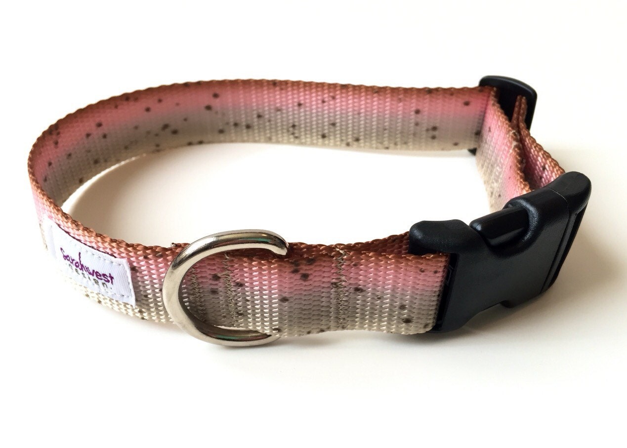 Trout Dog Collar Dog Collar Flyfishing by sarahwestdesign