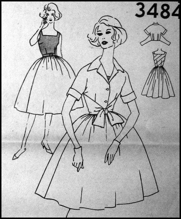 Vintage 1960s-Bouffant Dress-Shortie Wrap Jacket-Sewing Pattern-Square ...