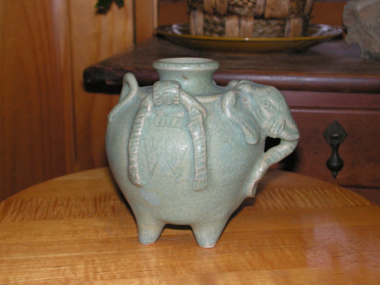 Vintage Ceramic Pottery Elephant Vase made in Thailand