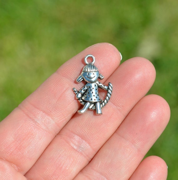 10 Silver Little Girl Charms SC2709