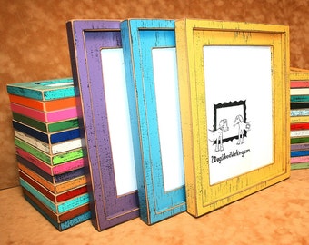 4x6 picture frame, colored photo frame, Distressed frame, Rustic frame, Shabby colorful frame, 4x6 photo frame, 67 colors