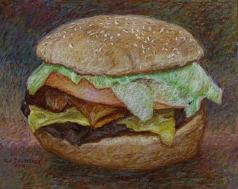 Burger painting | Etsy