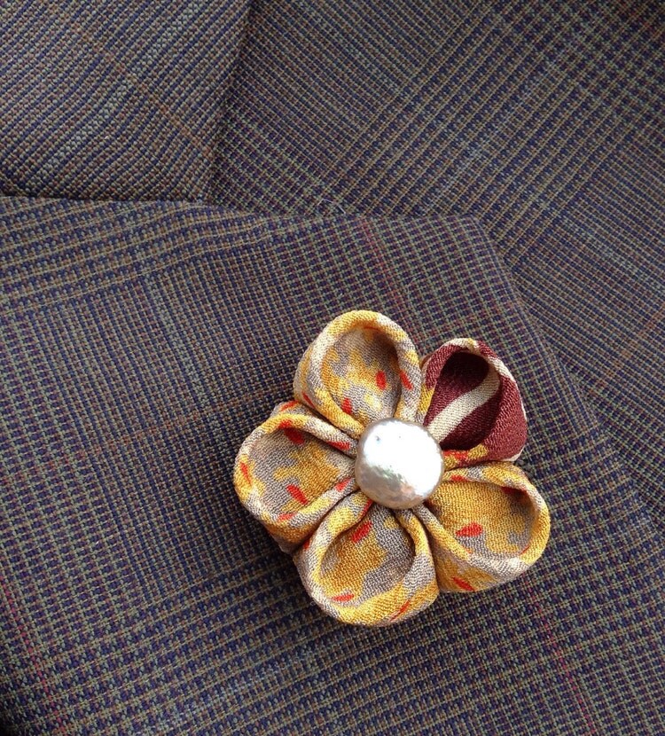 Silk Lapel Flower Mens Lapel Pin Flower Lapel by exquisitelapel