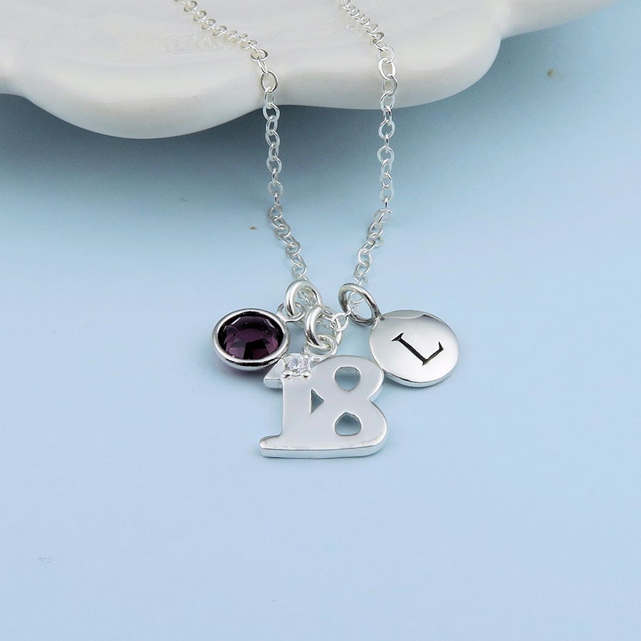 Personalized 18th Birthday Necklace initial custom