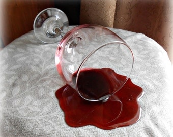 Fake Spilled Merlot Wine 7" Glass Home Staging Photo Prop Gag