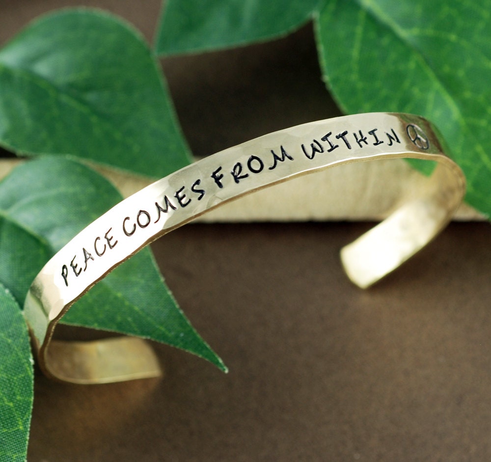 Cuff Bracelet Peace comes from within Personalized by AnnieReh