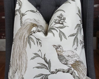 Bird Decorative Pillow, Taupe Throw Pillow, Toss Pillow, Home Furnishing, Home Decor