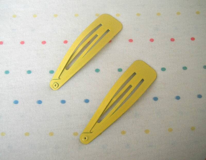Large Yellow Enamel Hair Clips Metal Hair Clips Snap Clips