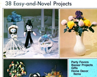 Creativity with Chenille Sculpture Learn How Make Bride Groom Iris Rabbit Daisy Sun Alphabet Finger Rose Nurse Sailor Pattern Craft Leaflet