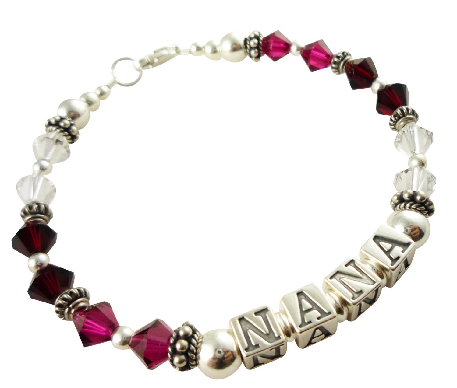 Sterling silver name bracelet for Nana or Grandma. Or made