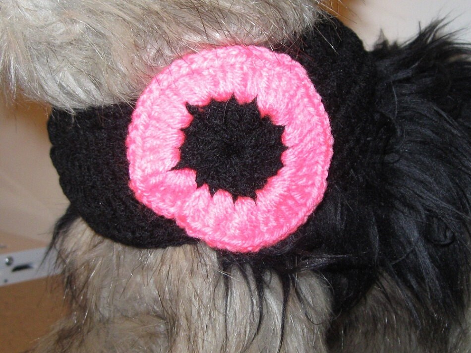 Crochet Small Dog Collar Pet Accessory Black by CrochetnKnittogo