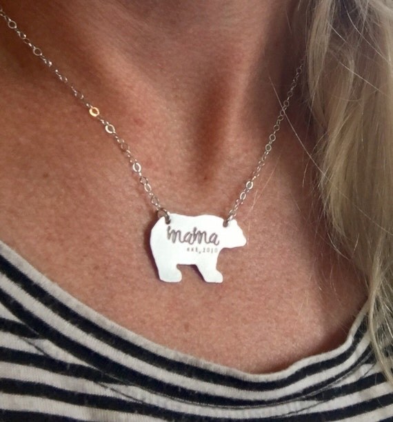 Silver Mama Bear Necklace Sterling Silver by TagYoureItJewelry