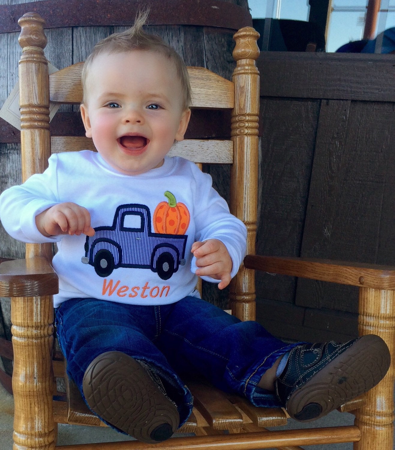 Boys Baby Boy Fall Pumpkin Truck Shirt Newborn to 8