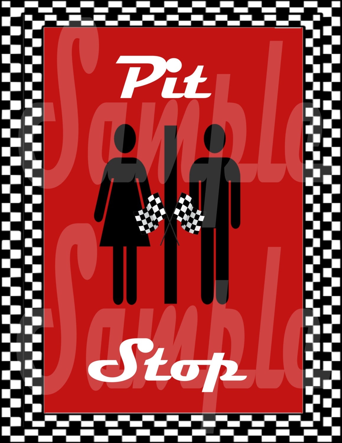 race party pit stop bathroom sign 85 x 11 sign for digital