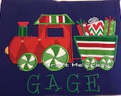 Christmas Present Train - Embroidered and Personalized Child Top - Christmas, Winter Christmas Present Train - Embroidered and Personalized Child Top - Christmas, Winter