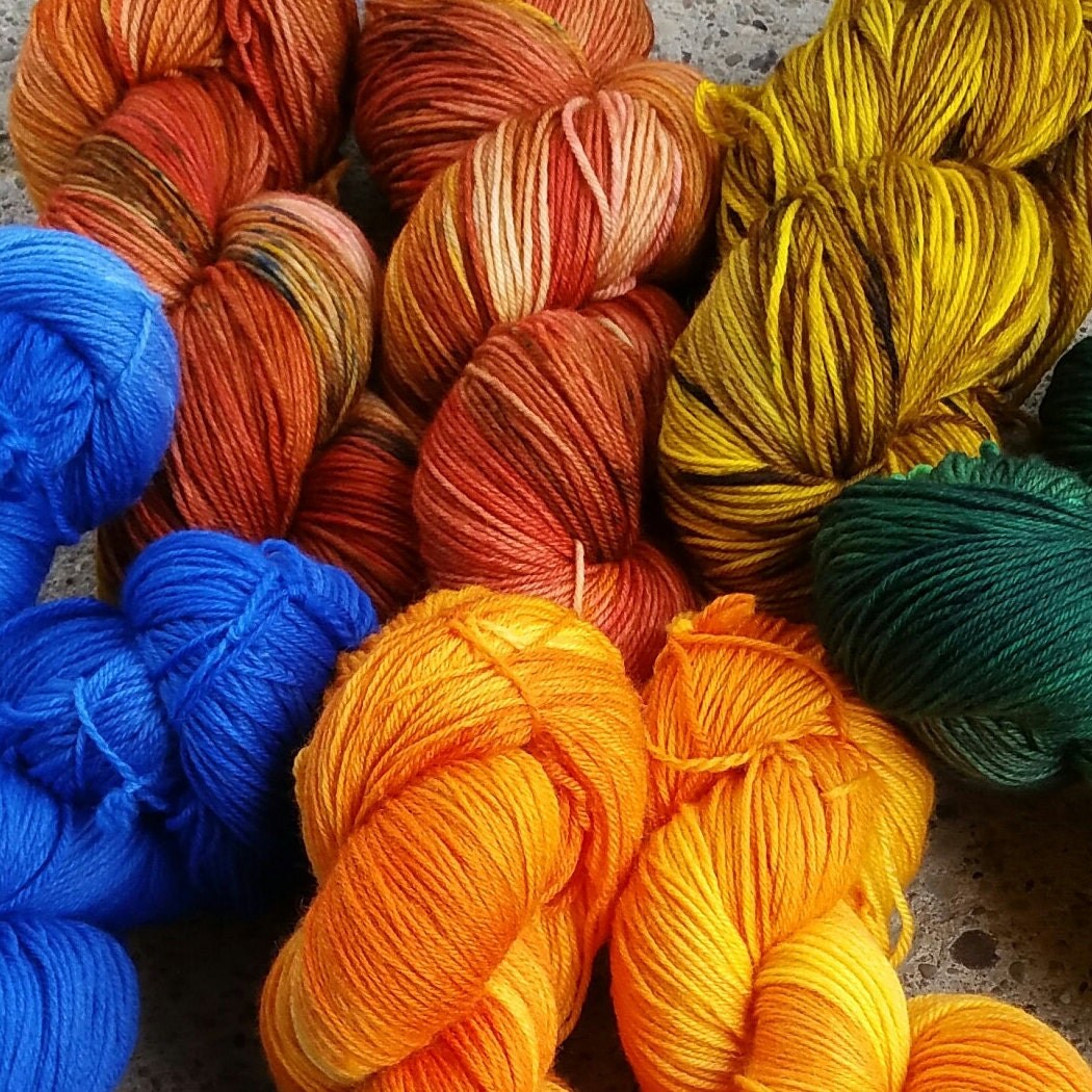 Artisan handdyed yarns & fibers by iKNITiatives on Etsy