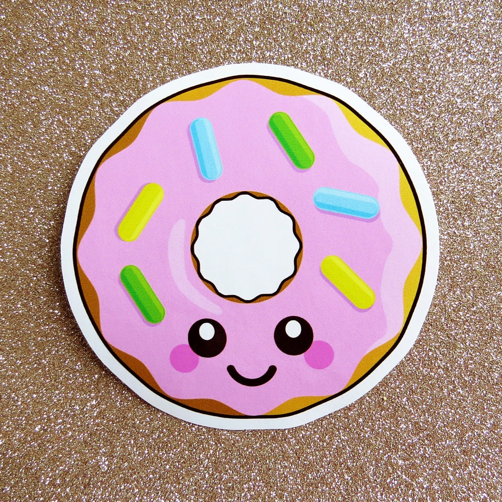 pink donut vinyl sticker 10cm fun laptop sticker cute food